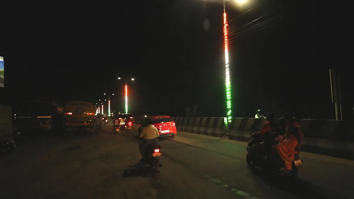 Amidst waving of party flags, an offbeat representation of the Flag above all flags