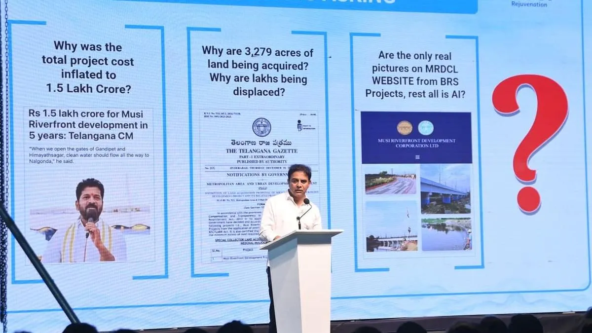 KTR accuses Congress of using Musi Riverfront project as cover for land grabbing
