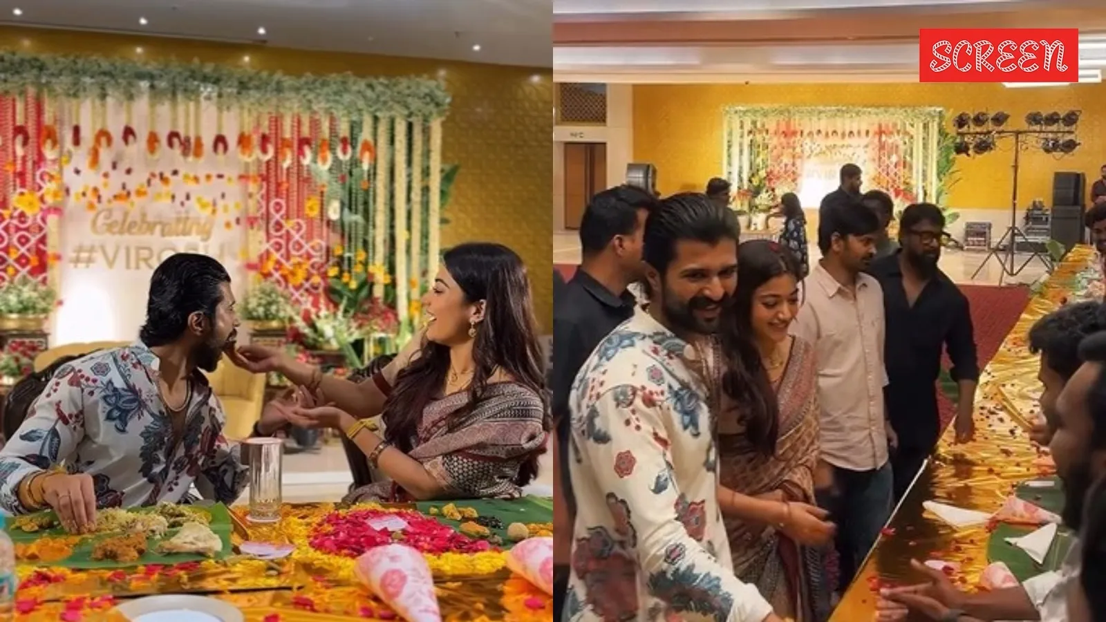 Rashmika Mandanna feeds Vijay Deverakonda, newlyweds serve food to fans at Hyderabad meet-and-greet. Watch