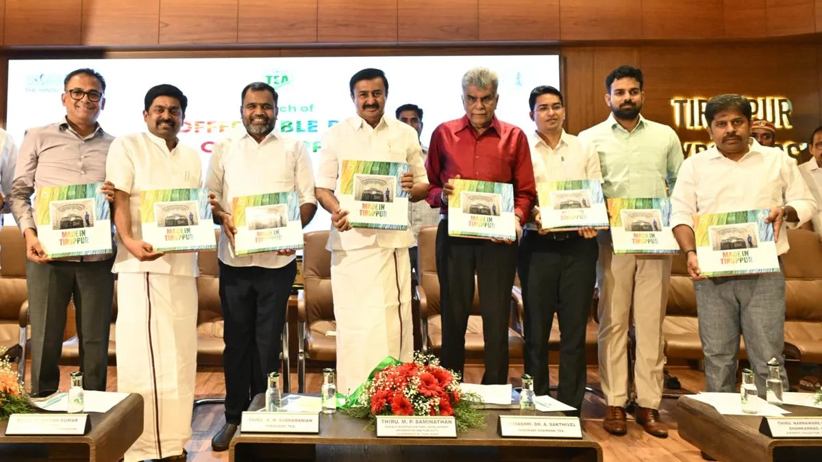 T.N. Minister M.P. Saminathan launches The Hindu&rsquo;s coffee table book on Tiruppur&rsquo;s development